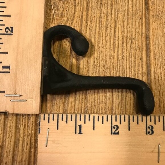 Two (2) Cast Iron Black 2 3/4" tall Double Wall Hooks Two (2) 0170-01202 - Picture 14 of 16